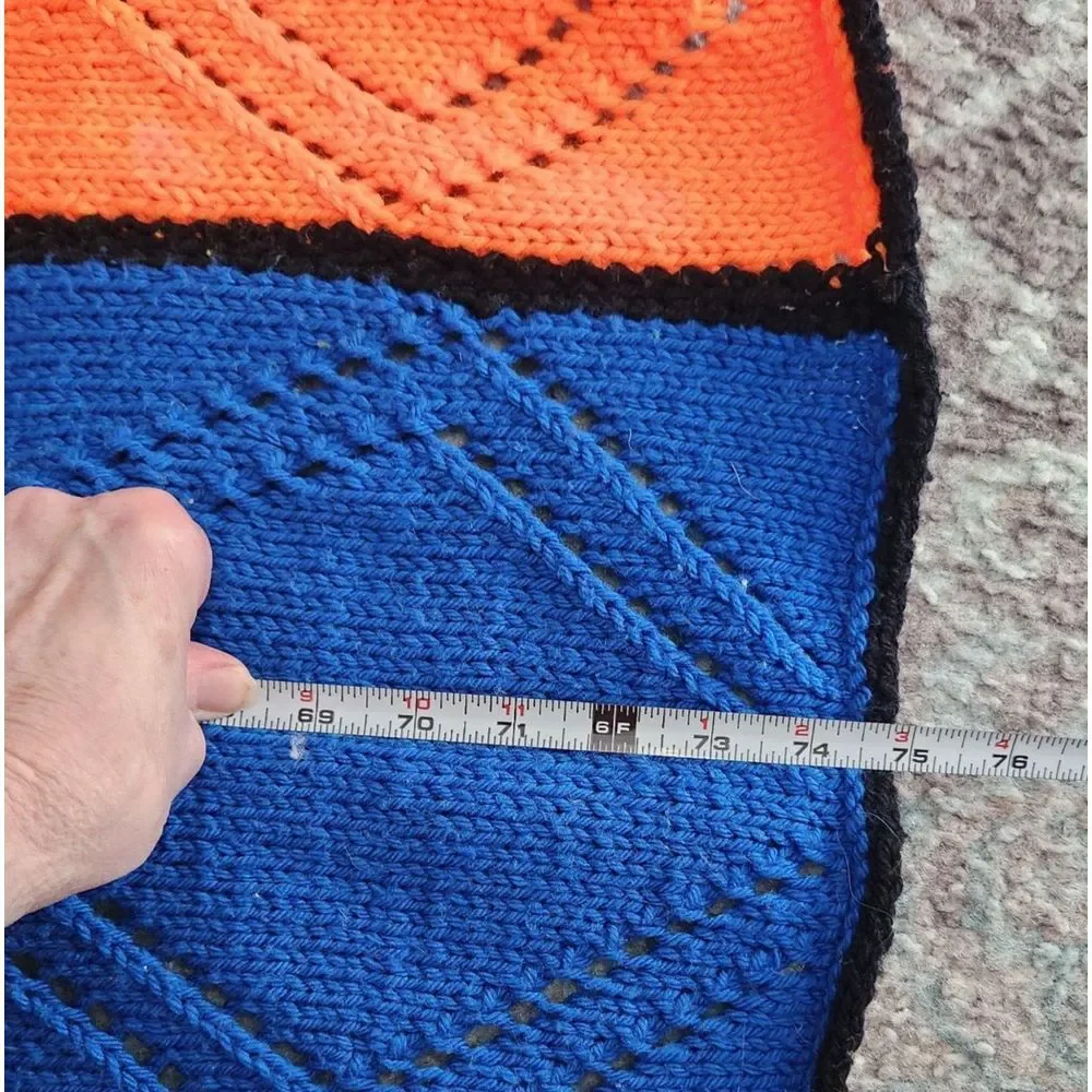 Afghan‎ Throw 80s Bright Color Block Cube Handmade 70s Grannycore Vintage Retro